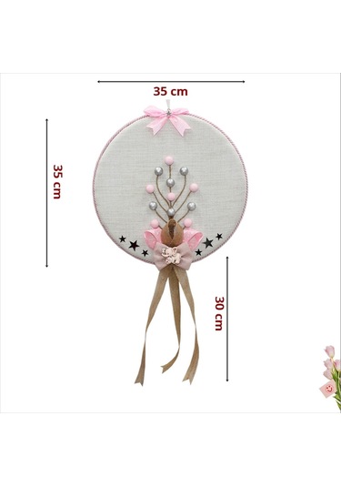 Süslebabypartystore Fil Temalı Ahşap Pano 35Cm Kapı Süsü - Pembe