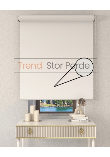 Ekru Etek Dilimli Zebra Stor Güneşlik Perde Kırık Ekru