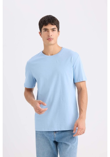 DeFacto New Regular Fit Bisiklet Yaka Basic Düz Kısa Kollu Tişört E1091AXNSBE113