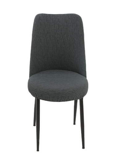 StarMall Jakarli Kumaş Oval Sandalye Kılıfı,sandalye Örtüsü Çubuk Desen 1 Adet Antrasit