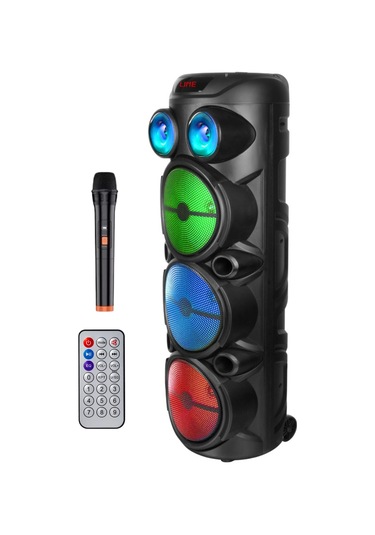 Hepu Hp-974 Partybox Hoparlör 20w Güç 3 X 8 Woofer Rgb Işık Efektleri Kablosuz Mikrofonlu
