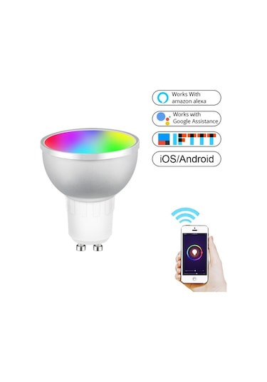Sones Gu10 5w Rgb Karartma Wıfı Akıllı Led Ampul Enerji Tasarruflu Işık