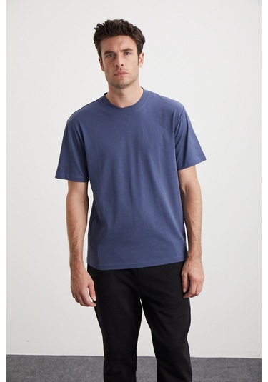 Cultıvated  Erkek 3'lü Kalın Dokulu Regular %100 Organik Pamuk Ind/ayeşil/agri T-shirt