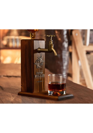 Bk Gift Kişiye Özel Kabartma İsimli Musluklu Doğal Ahşap İçki Standı, Home Bar, Viski Çeşmesi, İçecek Dispenseri, Ahşap İçecek Çeşmesi-22