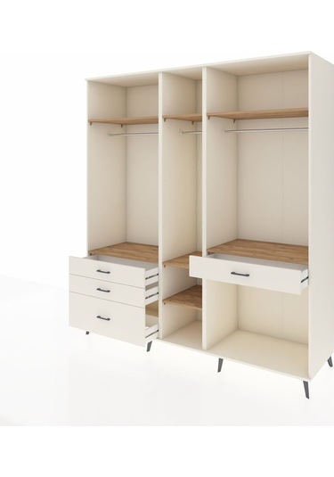 Kronos Dolap 7 Raflı 4 Çekmeceli 3 Askılı 220x59x243 Aytaşı-çam/aytaşı Atlas Çam/aytası