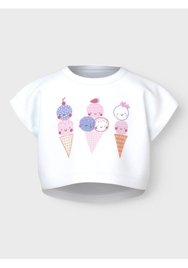 Name It Nmfvıima Capsl Kız Çocuk Crop T-shirt 13228148 Beyaz