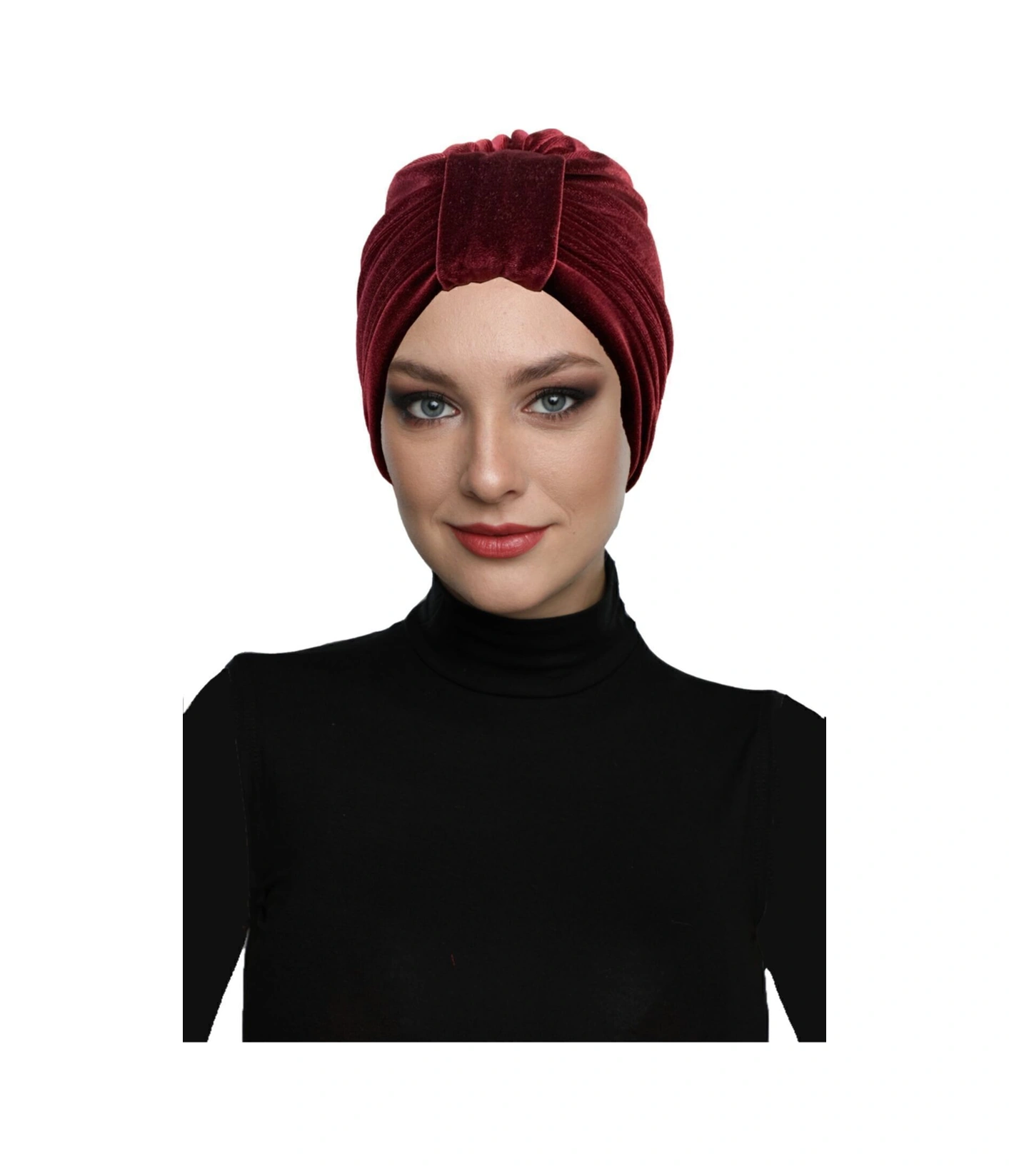 Kadife Kardelen Astarlı Bordo Hazır Türban Tesettür Bone Bordo
