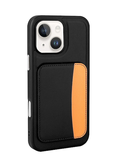 Thegencoo Apple, Uyumlu iPhone 13 Kılıf Kartlıklı Zore X-kart Silikon Kapak - Siyah