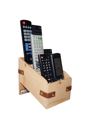 Doğal Ahşap Kumandalık Klima Televizyon Kumanda Standı Organizer