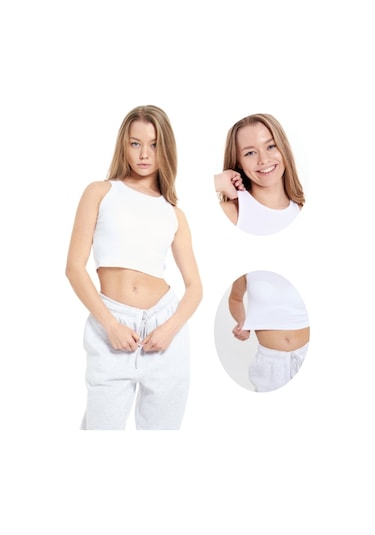 Alya Underwear Kaşkorse Kalın Biye Crop Beyaz