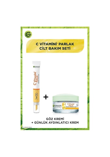 Garnier C Vitamini Parlak Aydınlatıcı Göz Kremi 15 ML + C Vitamini Parlak Günlük Aydınlatıcı Krem 50 ML