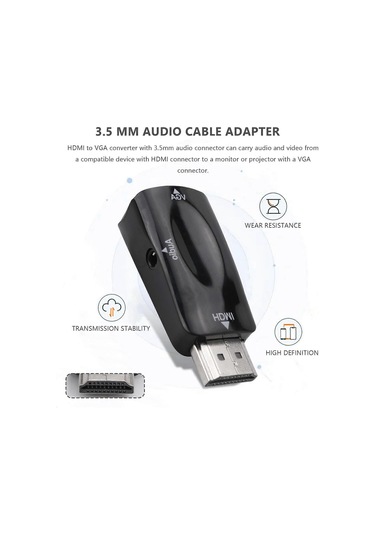 Pc, Dizüstü Bilgisayar, Dvd Ve Masaüstü Bilgisayarlar İçin Vga Dönüştürücü Altın Kaplama 3,5 Mm Ses Kablosu - Uyumlu - Kaiyi