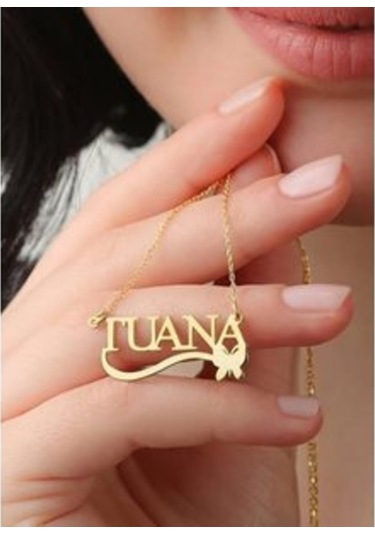 Gümüş Isimli Kelebek Kolye 487171117