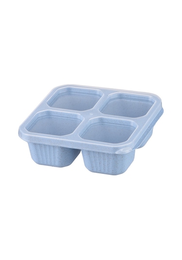 Maiyame Mavi Dört Bölmeli Cam Kapaklı Atıştırmalık Kutusu - Kuruyemiş, Atıştırmalık Saklama Ve Servis İçin Konvenient Ev Gereci Diğer