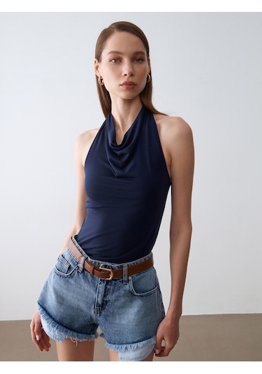Dilvin 32973 Degaje Yaka Top-k.lacivert