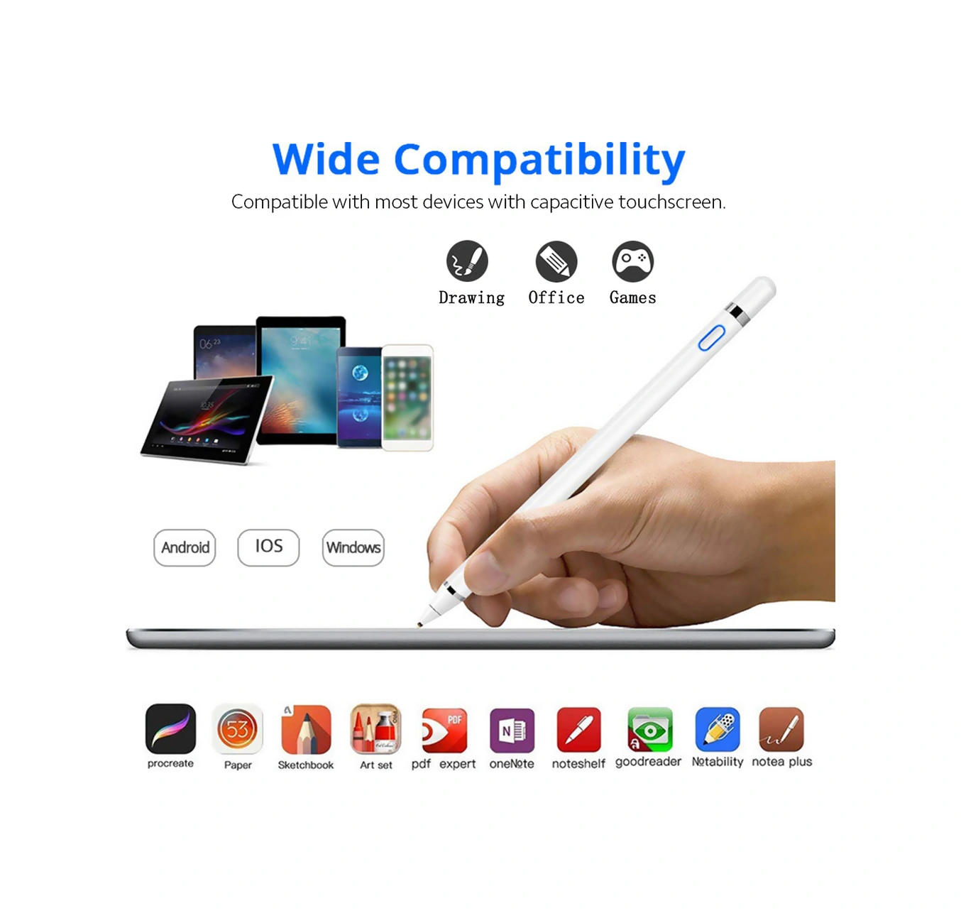 Padalink Elastik Bakır Uçlu Dijital Kalem - Hassas Çizim Ve Yazma, İos/android/windows Uyumlu, Usb Şarjlı, Otomatik Kapatma Özelliği Gümüş