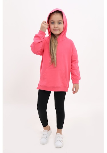Toontoy Kız Çocuk Arkası Nakışlı Taytlı Takım Fuşya