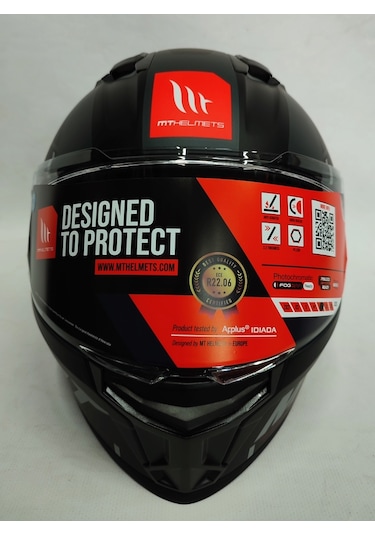 Mt Stinger 2 Zivze C2 V28B Şefaf Vizörlü Kapalı Motosiklet Kaskı Mat Siyah