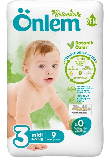 Önlem Bebek Bezi 3 Numara Yenidoğan 4-9 Kg Arası Deneme Boyu 9 Ad