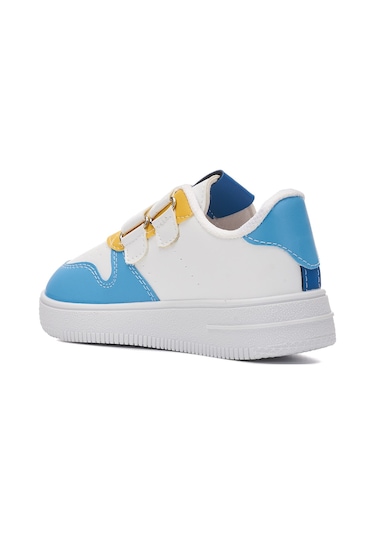Günlük Çocuk Bantlı Spor Ayakkabı Rahat Hafif Zl001 Beyaz - Mavi - Turuncu