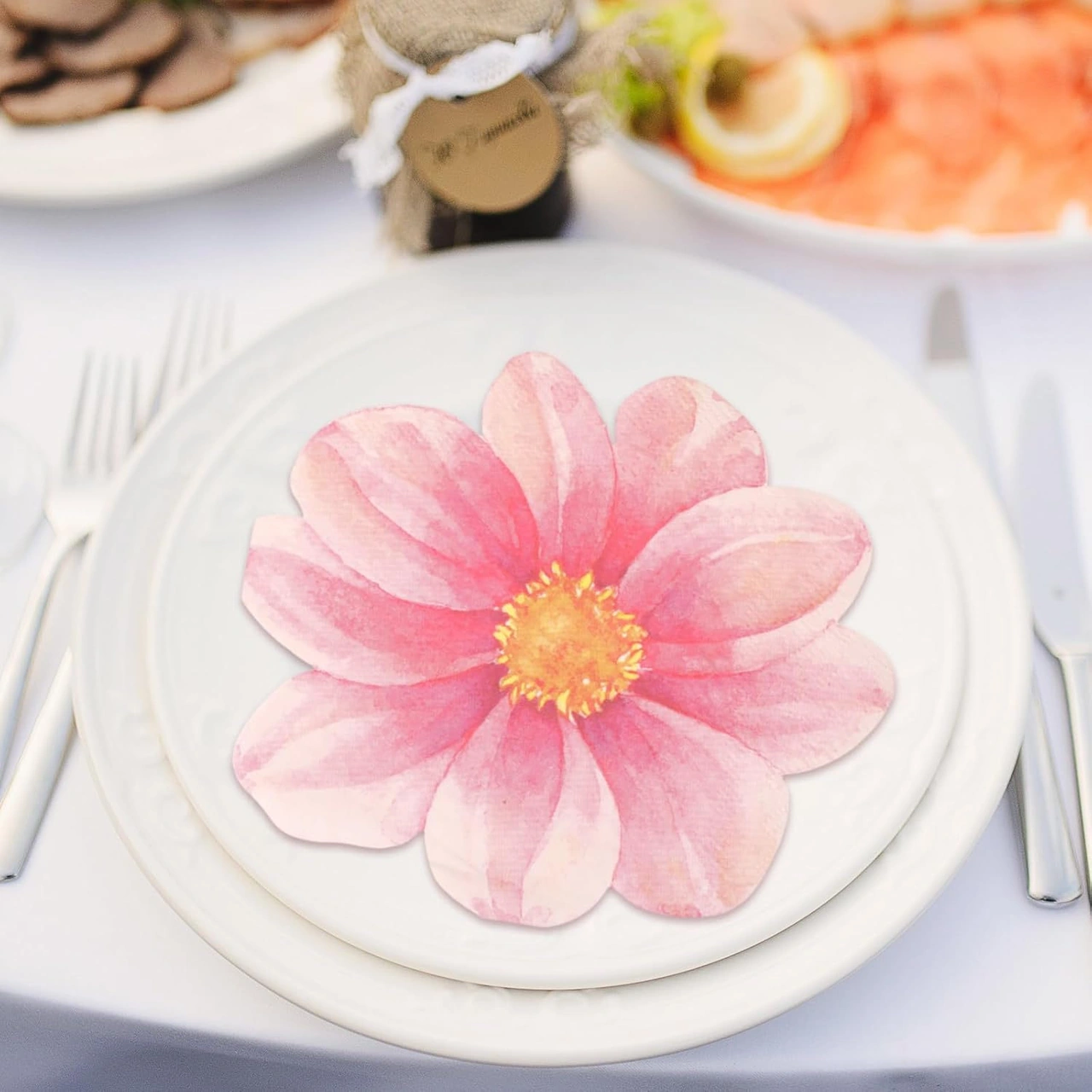 Hombey 100 Adet Pembe Gül Şekilli Tek Kullandım Kokteyl Peçeti - Düğün, Doğum Günü, Parti Servis Malzemesi Dekoratif Bezi Pembe