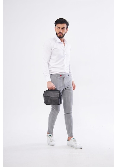Derinss Deb5119 Hakiki Deri Gri Gölge Erkek El Ve Omuz Çantası 001