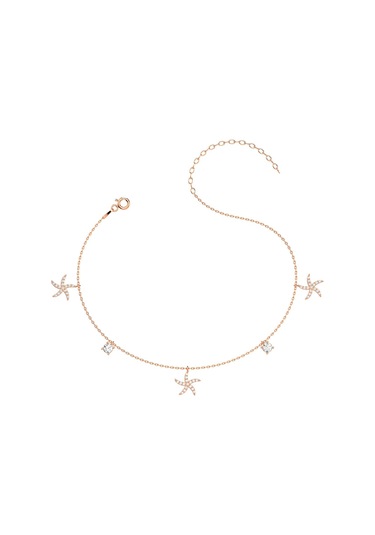 İndigo Takı Minik Deniz Yıldızı Rose Gümüş Halhal Çok Renkli