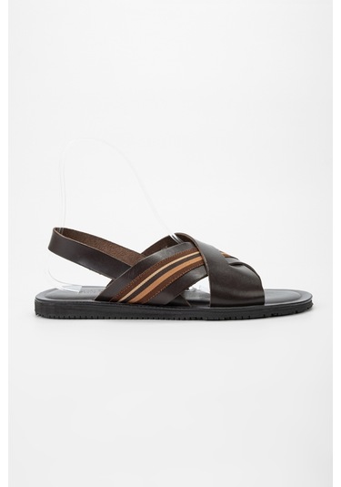 Valmenti Erkek Kahverengi Deri Duz Sandalet 741 M7407 Erk Sndlt Y19 Kahverengi