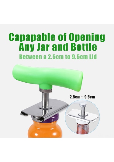 Gajeena Stoksel Çelik Kavanoz Açıcı - Kolay Kapağı Açma, Ev Ve Dış Etkinliklerde Kullanımı Kolay, Yeşil Renkli Mutfak Aleti Gümüş