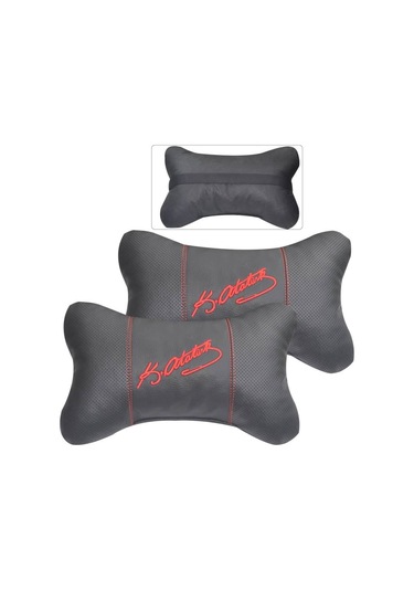 Deri Araç Boyun Destek Yastığı Kemal Atatürk Imzalı Kırmızı 2 Ad (299711687)