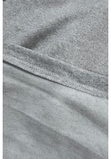 Vatan Tekstil İçi Polarlı Hafif Dar Kalıp Bisiklet Yaka Erkek Basic Sweatshirt Gri
