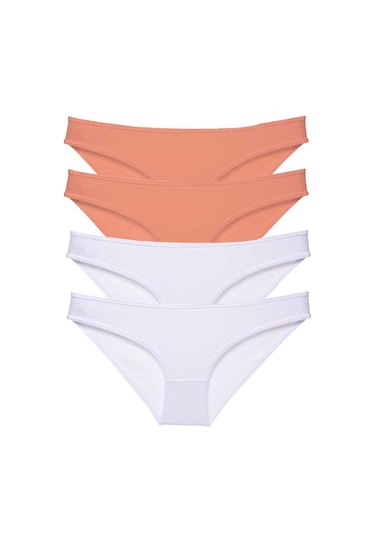 4 adet Eko Set Likralı Kadın Slip Külot Pudra Beyaz RYL-EKO4023 Beyaz - Pudra