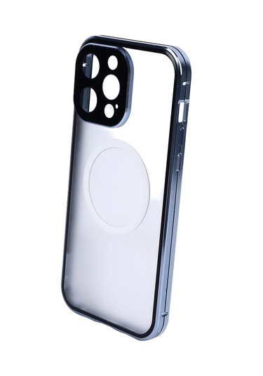 Manyetik Telefon Kılıfı Metal Çerçeve Mavi Kablosuz Şarjlı Düşmeye Karşı Koruyucu Kılıf 14 Pro Max İçin