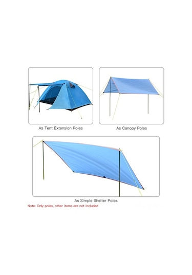 Novahub 2 Adet 200cm Çelik Kamp Direği - Taşınabilir & Dayanıklı Çadır Aksesuarı Siyah Siyah