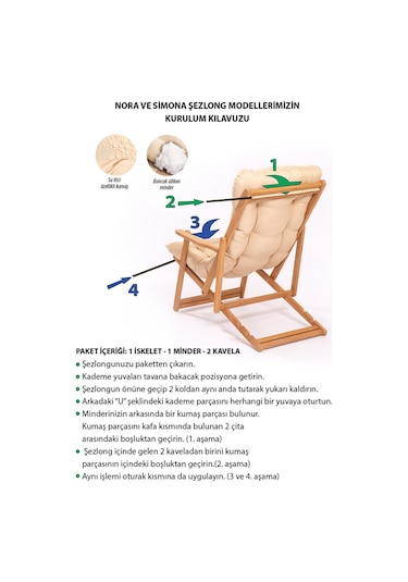 2+1 Nora Şezlong Seti Bahçe-balkon-teras-plaj-kafe Katlanır Set -