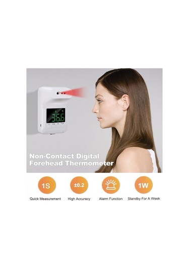 Duvar Tipi Temassız Kızılötesi Ateş Ölçer - C/ F Birim Geçişli, Yüksek Sıcaklık Alarmı, 32 C-43 C Ölçüm Aralığı