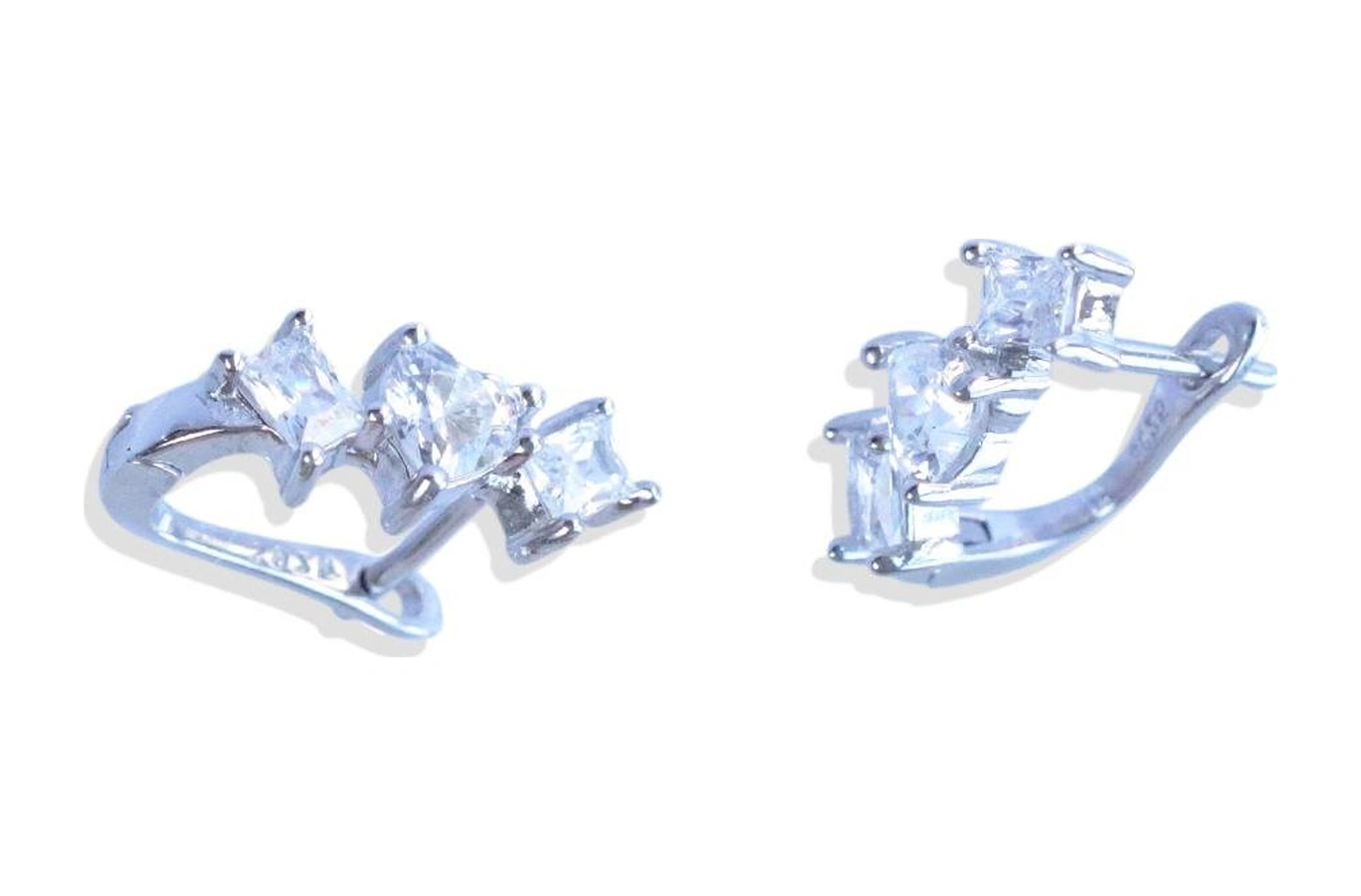 Kalp Taşlı Gümüş Küpe Gümüş