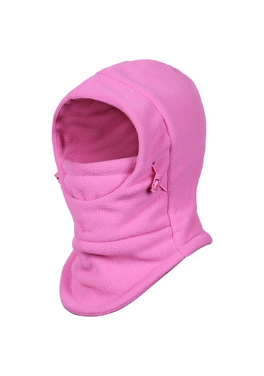 Wezone Çocuklar İçin Polar Balakava - Kışlık Sıcak, Rüzgar Geçirmez Ve Nefes Alabilir Yüz Maskesi Açık Gül Kırmızısı/koyu Gri