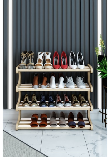 Selvi- Safir Meşe -4 Raflı Ahşap Ayakkabılık -çok Amaçlı Dekoratif Raf, Organizer Beyaz - Safirmeşe Selvi- Safir Meşe -4 Raflı Ahşap Ayakkabılık -çok Amaçlı Dekoratif Raf, Organizer Beyaz - Safirmeşe