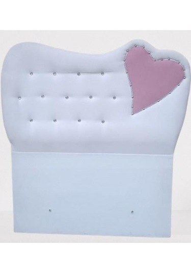 Başlık Dk Tek Kişilik 90'lık Kalplı Model Tay Tüyü Beyaz Kumaş El Yapım