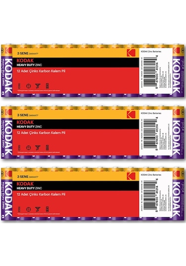 Kodak AAHZ-8+4 R6 Heavy Duty Zınc AA Kalem Pil 12 x 3'lü