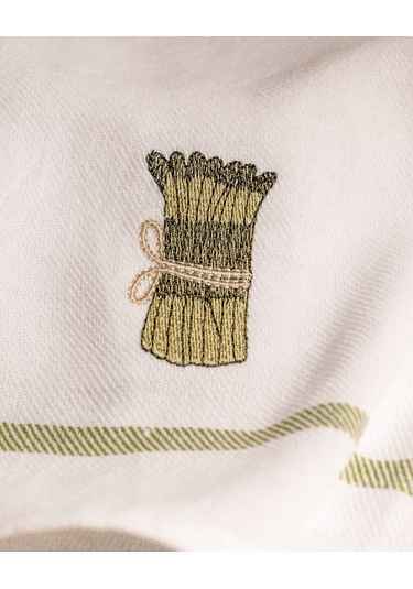 Asperge 2'li Nakışlı Kurulama Bezi - Beyaz/yeşil 8684427202203 Çok Renkli
