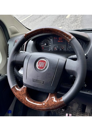 Fiat Ducota Araca Özgü Dikmeli Direksiyon Kılıfı Nokta Ahşap Siya Siyah