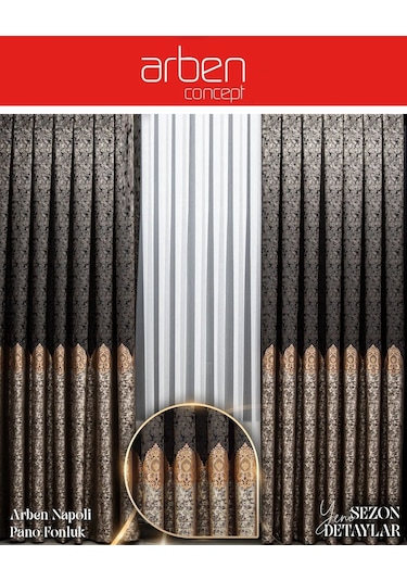 Arben Concept Napoli Pano Fon Perde / Ölçünüze Özel Dikim Siyah