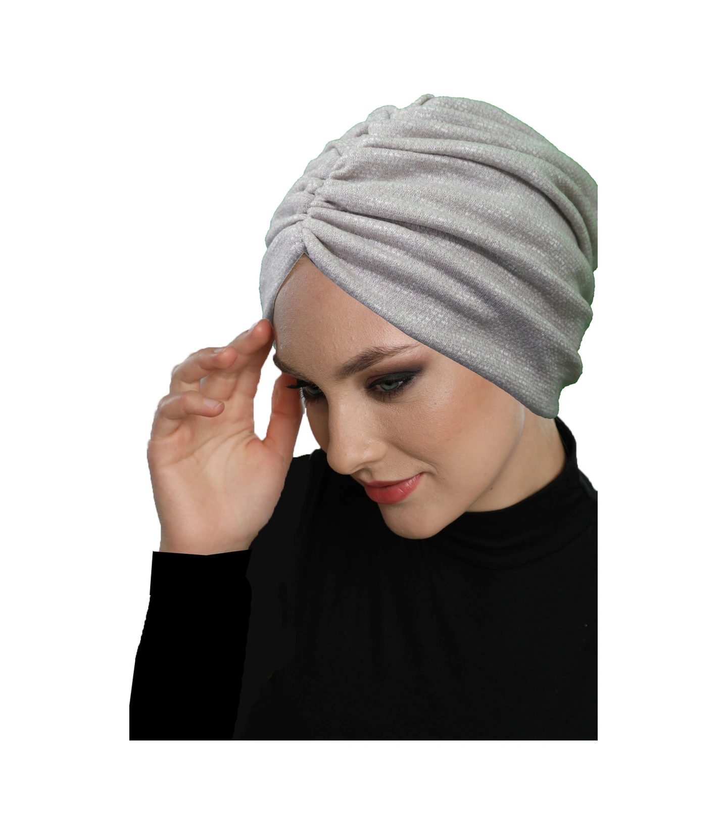 Kırçıllı Desenli Drapeli Bej Çift Taraflı Hazır Türban Tesettür Bone Bej