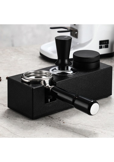Ximistore9 Kahve Abs 3-1 Depolama Ve Presleme Tabanı, 51/53/58mm Evrensel, Dikey Ayar, Siyah Plastik, Kaymazsız Taban Siyah