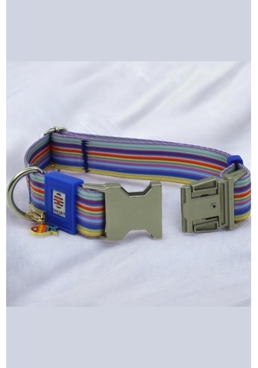 İsimli Köpek Tasması, Orta Ve Büyük Irk, Metal Kilitli Maviçzgmtl Mavi