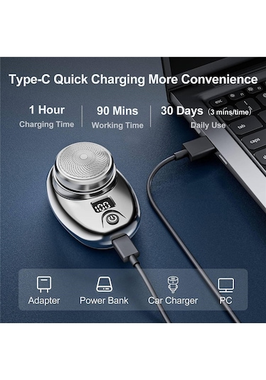 Xiaaokeji Mini Tıraş Makinesi, Lcd Ekranlı Erkekler İçin Elektrikli Tıraş Makinesi