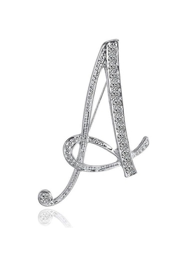 1 Adet Harf Broş Pins Baş Harfli Yapay Elmas Broş Kadınlar İçin El Sanatları A Çok Renkli