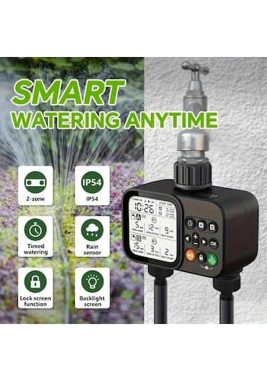 Pazly Bahçe Sulama Zamanlayıcı Wt08 Otomatik 2 Çıkışlı Dış Mekan Program Kontrol Cihazı Yağmur Gecikme Auto Sulama